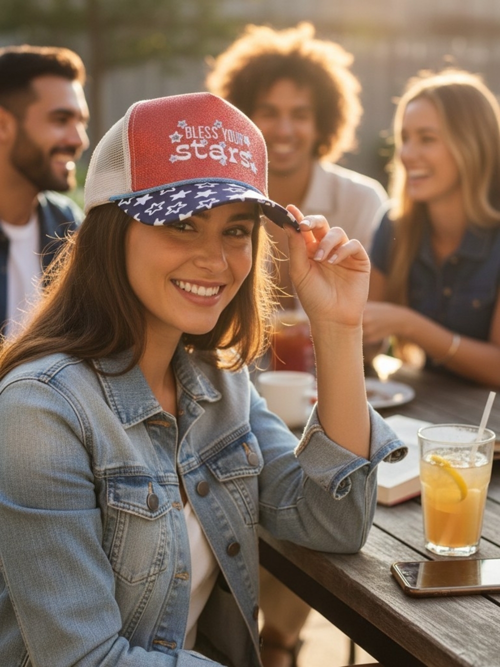 Way to Celebrate! Patriotic Trucker Hats Lot of 2 One Size Red White Blue